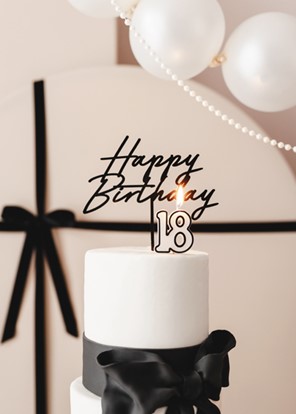 Świeczka cyferka "18" na piku BIAŁA z czarną obwódką