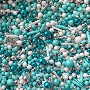 Posypka cukrowa konfetti mix biało-niebiesko-srebrny 100g