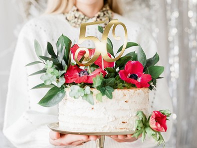 Topper papierowy złota cyfra "50"